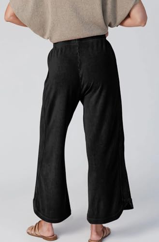 CHARTOU Women Cropped Sweatpants Drawstring High Waisted Baggy Wide Leg Lounge Pants2