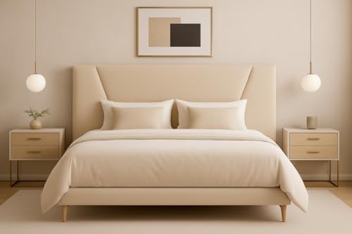 Cabecero cama MALAGA moderno,funcional y gran confort, Cabezal tapizado acolchado con tejido anti manchas fácil limpieza, también disponible en polipiel, resistente y gran durabilidad Beige 150*70Cm