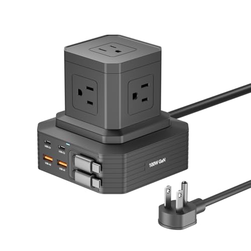 Estación de Carga (100W), Multitoma USB C 11-en-1 con Protección contra Sobretensiones, Cable de Extensión de 2.01 m, 4 Puertos USB C y 2 USB A, 5 Tomas AC para Oficina y Dormitorio miniatura 1
