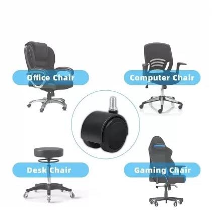 Image of Threaded Twin Castor Revolving Chair Wheel-Heavy Duty 360 Degree Black Chair Wheel - (Set of 5 Pieces)