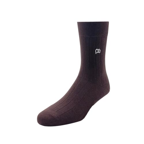 Image of Peter England Men's Cotton Full Length Socks (Pack of 3) Brown, Navy, Black