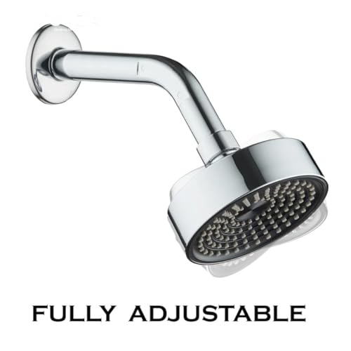 Image of HOUZA Round Shower Head for Bathroom | 4 Inch Single Flow Overhead Shower without Arm | Adjustable Bathroom Shower with Even Water Flow & Rust Resistant | Anti-Clog Silicone Nozzles for Wall Mounting