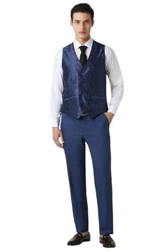 Image of Men Navy Check Slim Fit Wedding Three Piece Suit