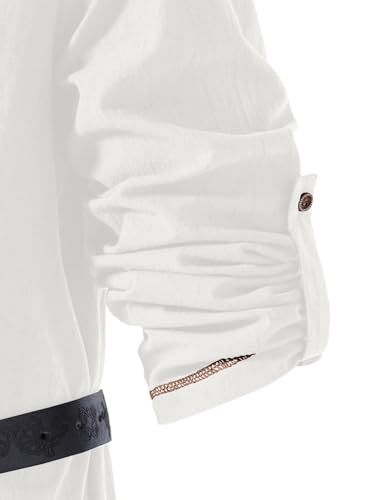 Image of JEMITOP Men's Pure Cotton Vintage Lace Up Shirts for Pirate Renaissance Viking Medieval Costume Without Belt