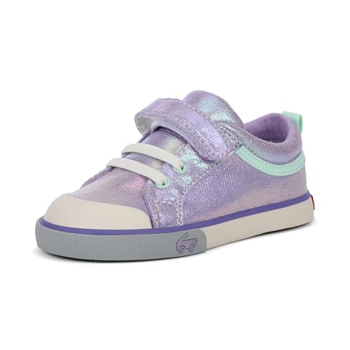 See Kai Run Kristin - Fan Favorite Sneakers for Little Girls, Purple Metallic, Toddler 8
