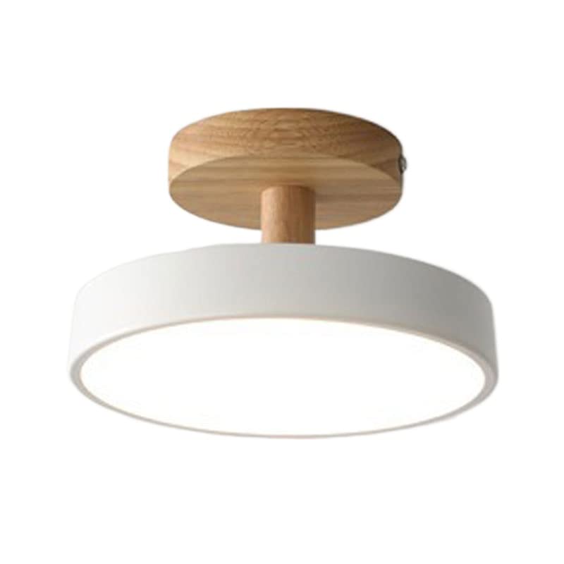 Plafonnier semi-encastré abat-jour bois acrylique luminaire couloir