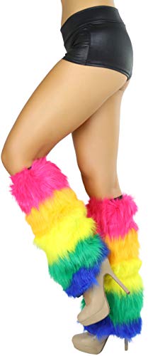 Image of ToBeInStyle Women's Faux Vibrant Fur Retro Daring 60' Inspired Ravewear Knee High Leg Warmers