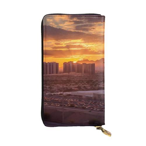 Long portefeuille en cuir coucher de soleil Las Vegas pour femme active
