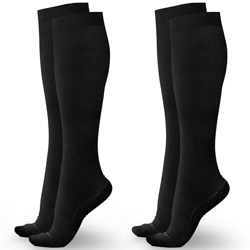 Bamboo Viscose Compression Socks for Women&Men 20-30 mmHg Knee High Support Thick Sock for Nurses, Pregnancy, Travel
