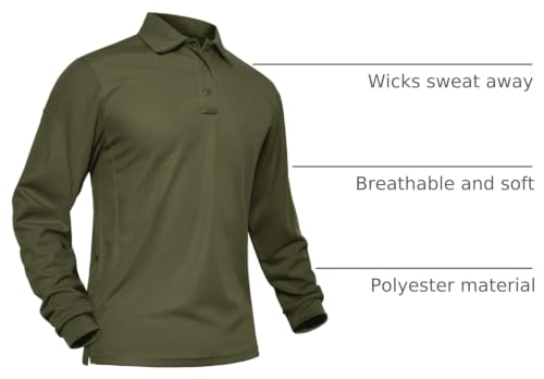 Image of MAGNIVIT Men's Polo Shirts Long Sleeve Quick Dry Performance Shirt Military Tactical Army Combat Polo Shirts