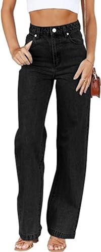 Women's Boyfriend Jeans Mid Waisted Straight Leg Loose Lightweight Jeans Stretchy Casual Denim Pants