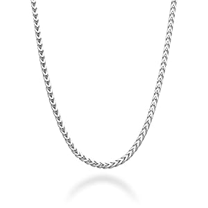 Miabella Italian Solid 925 Sterling Silver 2mm Franco Square Box Link Chain Necklace for Men Women Made in Italy