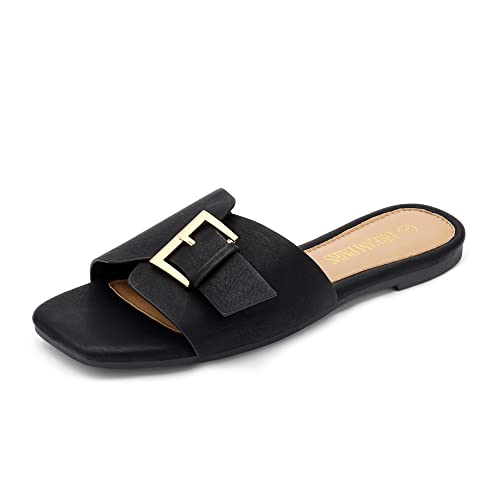 DREAM PAIRS Sandalia de Pala Mujer Sandalias Planas para Verano Negro SDSS2226W-E Talla 38 (EUR)
