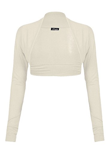 Bolero de viscosa de alta calidad con caída elegante color marfil monocolor