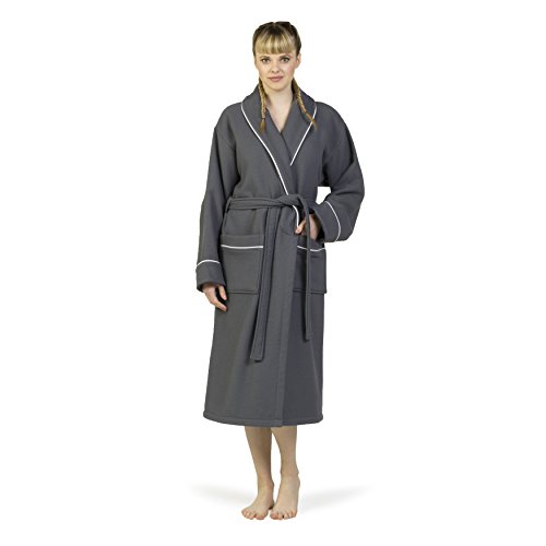 Linum Home Textiles 100% Turkish Cotton Waffle Terry Bathrobe, L/Xl, Dark Grey #TOP1