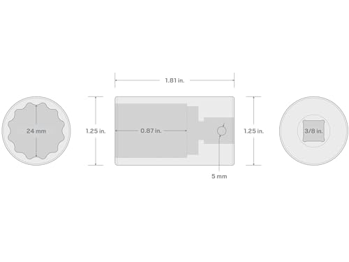 Image of TEKTON 3 /8 Inch Drive x 24 mm Semi-Deep 12-Point Impact Socket | SID14324
