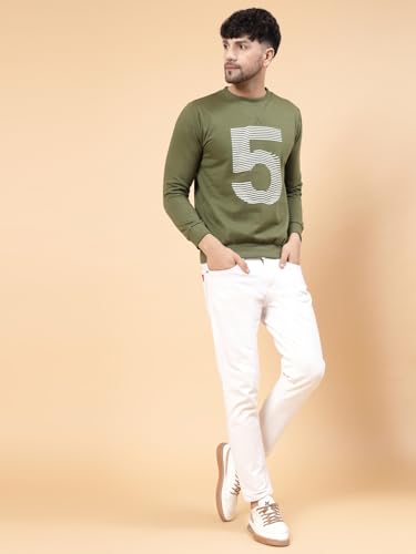 Image of Rigo Fleece Printed Round Neck Sweatshirt for Men | Full Sleeves Sweatshirt for Men | Casual Wear & Stylish Sweatshirts for Men