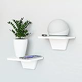 Fytz Design Small Floating Shelf Set of 2 - White Small Shelf for Wall with No Drill Shelf Option [ Adhesive Shelf ]