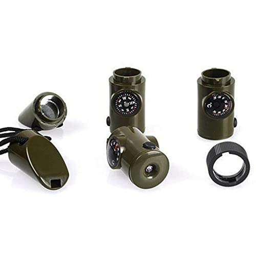 Tongina 7 em 1 Apito de Sobrevivência Termômetro Bússola Lanterna LED Lupa de Fogo