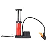 Changor Mini-kompakte Fahrrad-Standpumpe, Schnelles Aufblasen für Elektrofahrräder, Motorräder, Autos, für Outdoor-Radfahren, Edelstahl, Rot