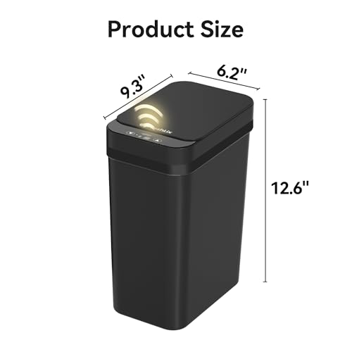 Image of FRESHLIX 3 Pack Bathroom Trash Can 2.6 Gallon Small Touchless Automatic Motion Sensor Trash Cans Slim Waterproof Garbage Bin with Lid for Kitchen, Office, Bedroom Black