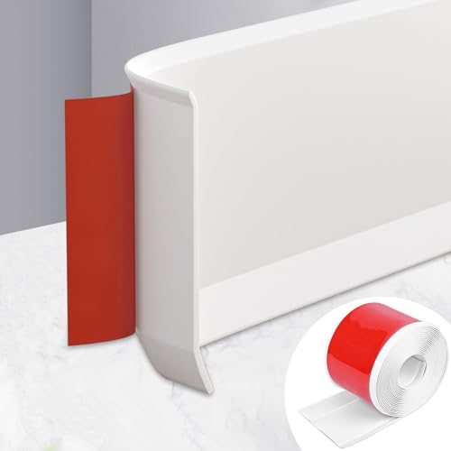 MeYuxg Zócalo blando autoadhesivo, de PVC, autoadhesivo, zócalo de cocina, 15 cm x 5 m, listón de cierre de pared para cocina, decorativo, riel de transición para salón, dormitorio (blanco)