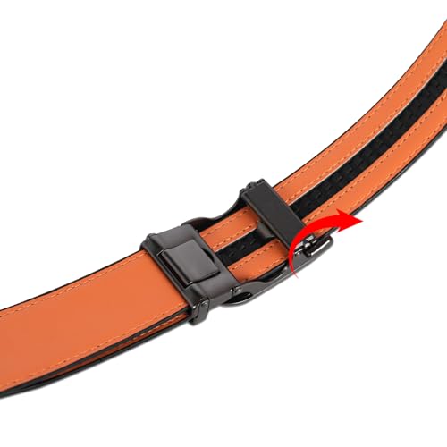 Image of Aurolran Men&Womens Leather Dress Belt Business Automatic Buckle Belt Color-Black Silver Gold