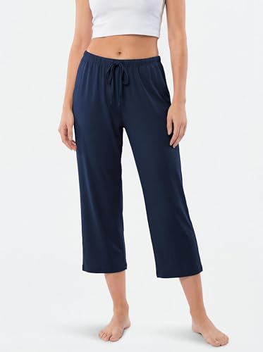 Image of Sexy Basics Women's Capri Lounge Pants | Stretch Comfort Soft Bottoms | Drawstring & Pockets | Multi Packs & Colors