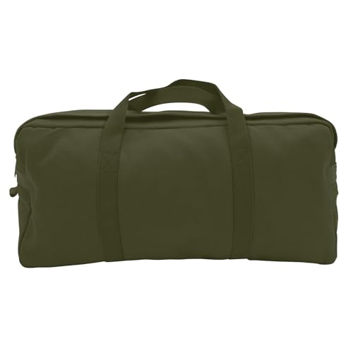 Rothco Canvas Tanker Style Tool Bag - Heavy-Duty Multipurpose Gear Carrier for Mechanics, Plumbers, Electricians, Athletes, Olive Drab