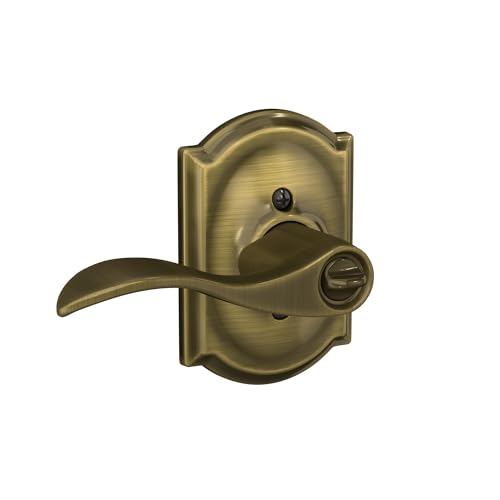 Image of SCHLAGE Accent Lever with Camelot Trim Keyed Entry Lock in Antique Brass - F51A ACC 609 CAM