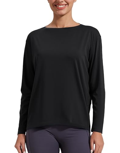 Pioneer Camp Bamboo Viscose Long Sleeve Workout Shirts for Women Back Loose Fit Yoga Athletic T-Shirts Casual Boat Neck Tops3