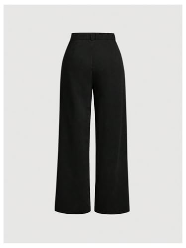 Floerns Women's Corduroy Elastic High Waisted Baggy Pants Straight Leg Work Trousers2