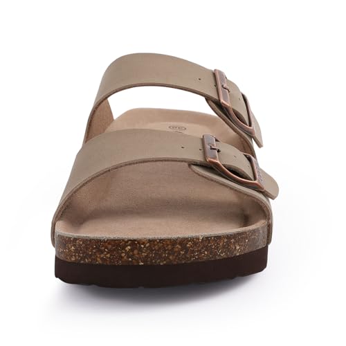 Image of ODOLY Unisex Comfortable Cork Footbed Slide Sandals with Arch Support | Adjustable Buckle, Lightweight Summer Sandals for Travel and Everyday Wear