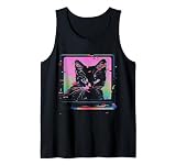 Psychedelic Trippy Glitch Cat | 80s 90s Vaporwave Synthwave Tank Top
