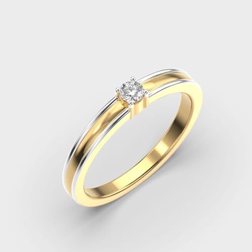 Bague solitaire en moissanite bicolore résistant au ternissement argent 925