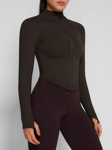Image of GYM RAINBOW Womens Snatched Workout Jackets Lightweight Zip Up Slim Fit Gym Track Athletic Jackets with Thumb Holes