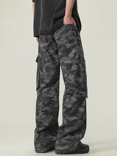Men's Pants Workwear Camouflage Wide Leg Straight Loose Retro Spring Summer Long Pants for Men4
