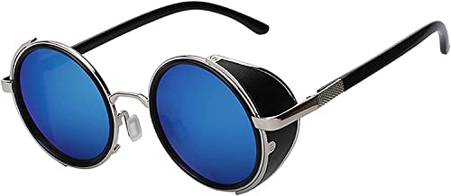 Steampunk Gothic Retro Vintage Hippie Colored Metal Round Circle Frame Sunglasses Colored Lens OWL