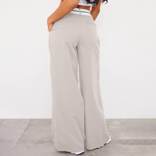 Pants for Women Plus Size High Waist Casual Business Work Wide Leg Pants Baggy Lightweight Comfy Trousers with Pocket3