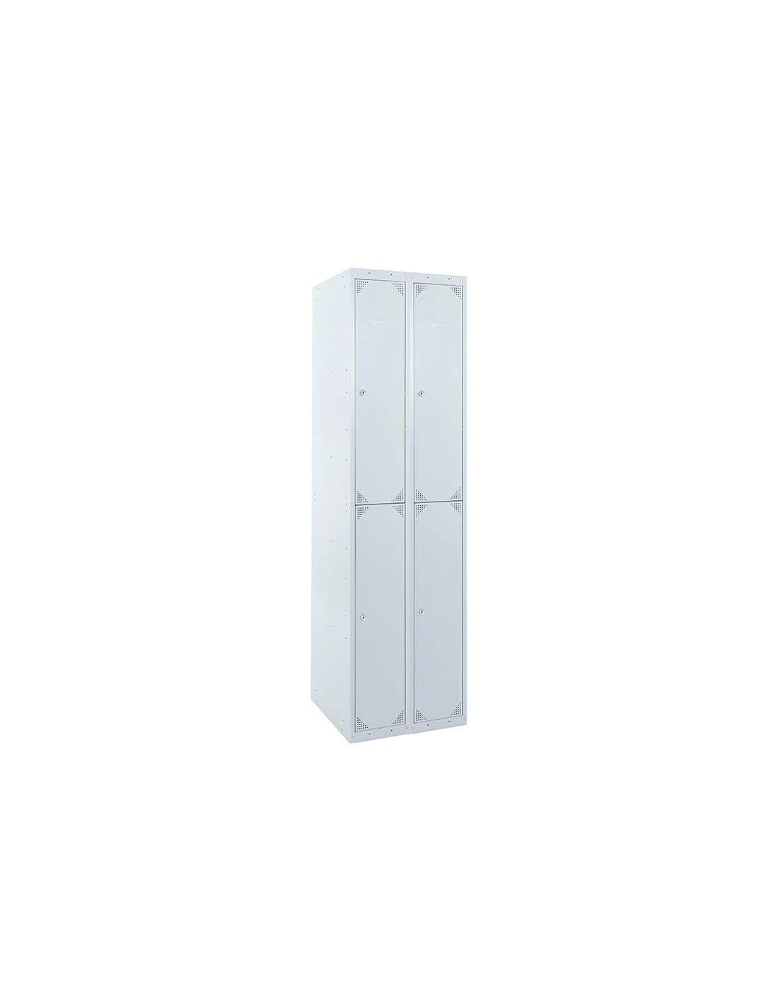 MAESTRO FERRETERO MF - Taquilla Montada de Vestuario Metálica BD 250-2 Puertas 2 Módulos Gris (500 x 1800 x 500 cm) Armario Metálico para Uso Profesional en Chapa Galvanizada