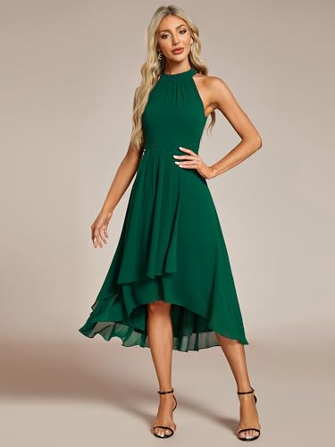 Image of Ever-Pretty Women's Halter Chiffon Midi Cocktail Wedding Guest Dress