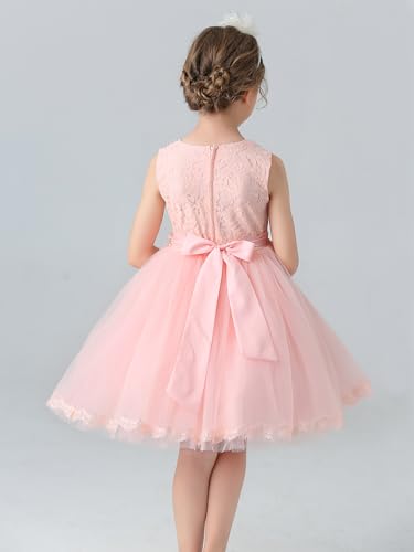 Lace Tulle Girls Flower Girl Dress with Pearls 3D Flower Appliques Tutu A Line Formal Party Dresses2