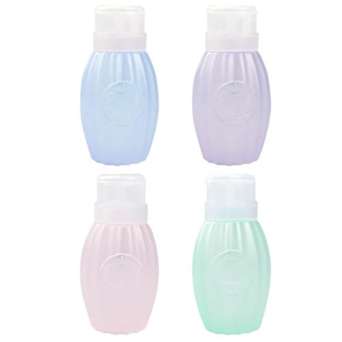 NOLITOY 4個 ネイルプレスボトル トラベルボトル 液体ボトルを押し下げる 空のプッシュダウン 空の保存瓶 化粧品サブボトル 空の 洗浄液ボトル プラスチック