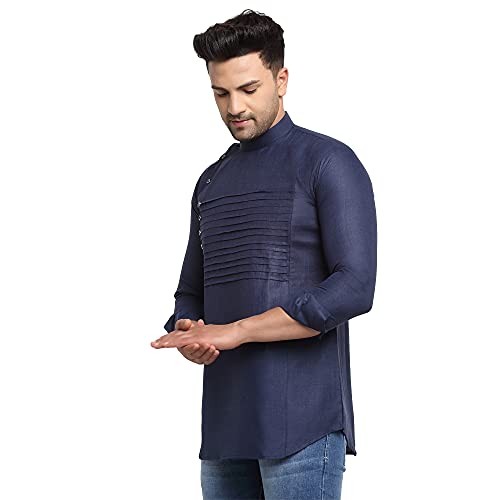 Image of SAIFOO Men's Rich Cotton Blind Short Kurta