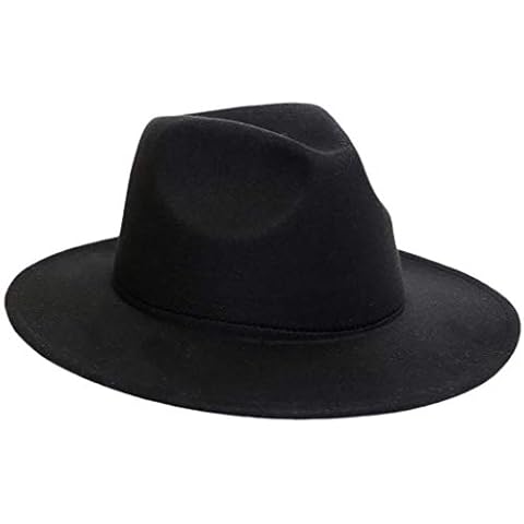 JAXICH Winter Hat Outback Crushable Brim Wool Women's Wide Hat Panama Hat Baseball Caps Hat Caps for Men (Black, One Size) Cover