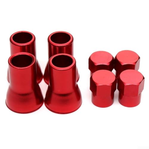 Lot de 8 tiges de valve de roue de voiture rouges avec manchons en alliage d'aluminium pour décoration de jante de pneu
