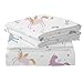 MUSOLEI Unicorn Fitted Sheet Set Full Unicorn Bedding Girls Rainbow Star Sheet Pink Flower Bedding Set Unicorn Girl Bed Sheets 1 Fitted Sheet with 2 Pillowcases Multi-Colour Full