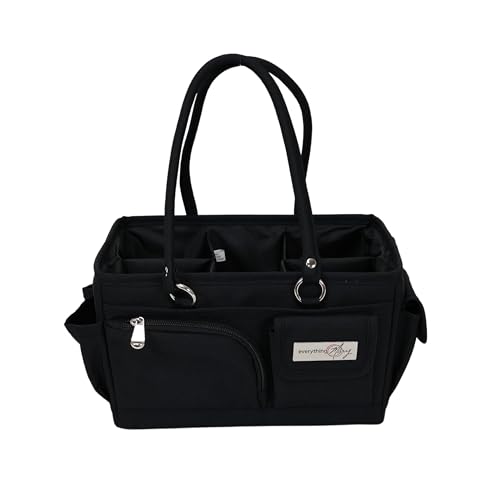 Image of Everything Mary Junior Deluxe Store & Tote Organizer - Black Craft Tote with Handles - Collapsible Storage Caddy for Scrapbooking, Sewing, Art Supplies & DIY Creative Tools