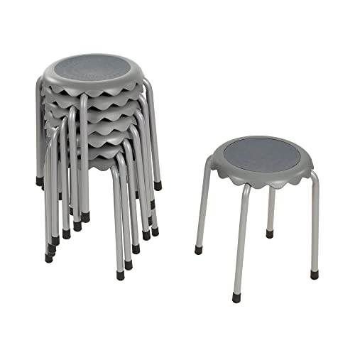 Image of ECR4Kids Daisy Stackable Stool with Glides Seating Set, Flexible Seating, Grey, 8-Piece