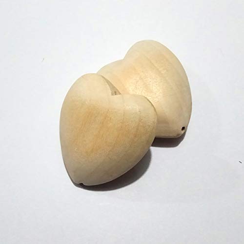Image of 10pcs Natural 40mm Unfinished Wood Hearts Beads with Holes Eco-Friendly Wooden Handing Materials DIY Beading Craft Accessories (40mm 10pcs)